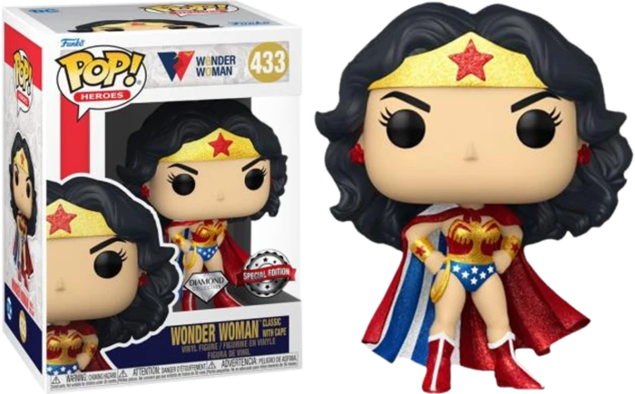 Wonder Woman Classic W/ Cape Diamond Glitter Funko POP! Vinyl 1 Wonder Woman Classic W/ Cape Diamond Glitter Funko POP! Vinyl