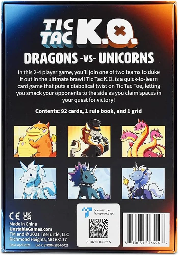 Tic Tac K.O. Dragons VS Unicorns Card Game 2 Tic Tac K.O. Dragons VS Unicorns Card Game - Image 2