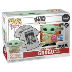 Star Wars: Grogu W/ Cookie (Flocked) Funko POP! & Tee (Size L)