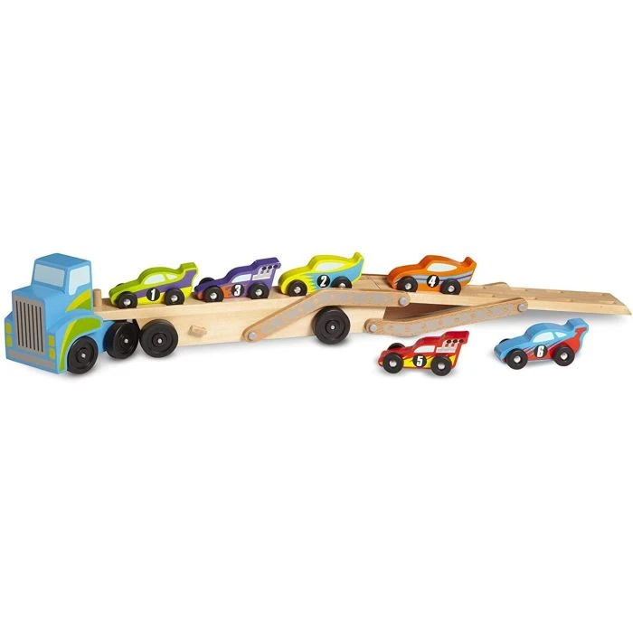Melissa & Doug: Wooden Mega Race-Car Carrier With 6 Race Cars 2 Melissa & Doug: Wooden Mega Race-Car Carrier With 6 Race Cars - Image 2